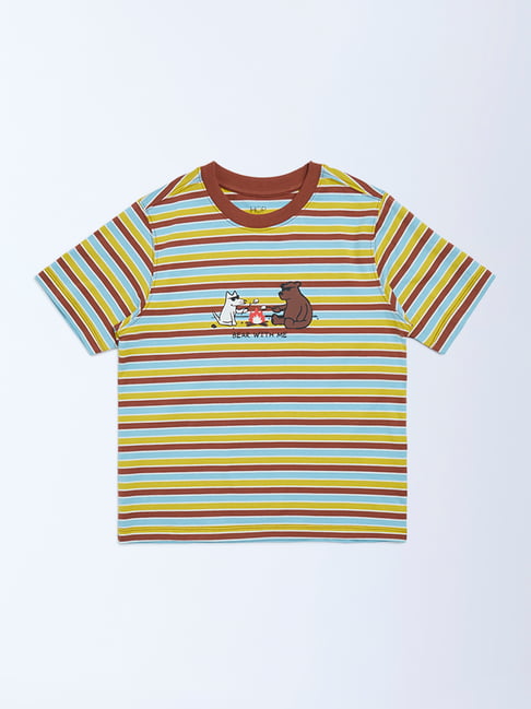 Buy HOP Kids by Westside Multicolored Dino Printed Sky Blue T