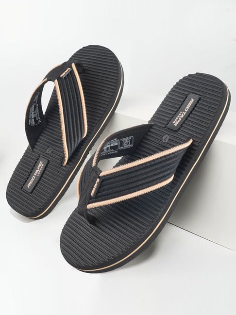 Red Tape Men's Black Flip Flops