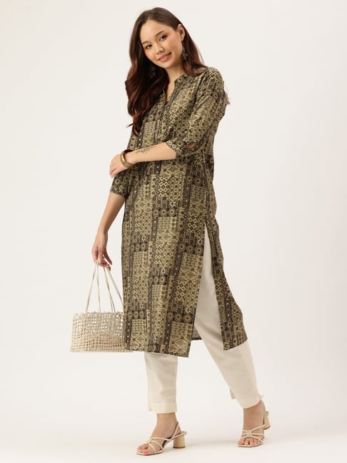 Amukti Olive Printed Kurta-picture-44