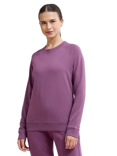 Amante Purple Cotton Regular Fit Sweatshirt-image-15