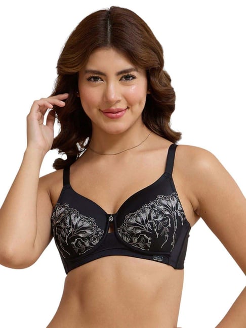 Amante Black Self Pattern Bra-picture-12