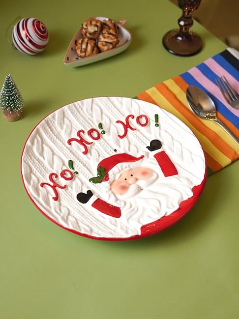 Little Surprise Box, White Knitstyle christmas 10inches Dinner serving ceramic plate