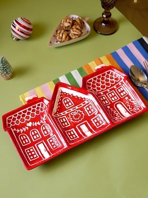 little surprise box Little Surprise Box, Red 3 sections Christmas ceramic serving tray-picture-10