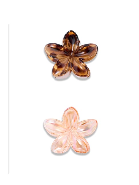 Studiowest by Westside Flower Clips Brown & Peach - Pack of 2