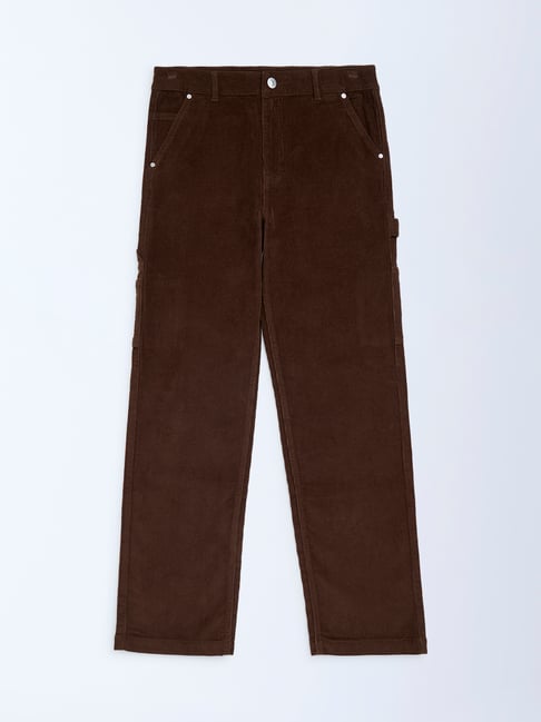 Y&F Kids by Westside Brown Mid-Rise Corduroy Trousers