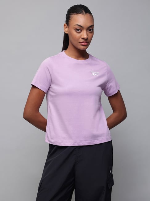 Reebok Purple Solid T-Shirt