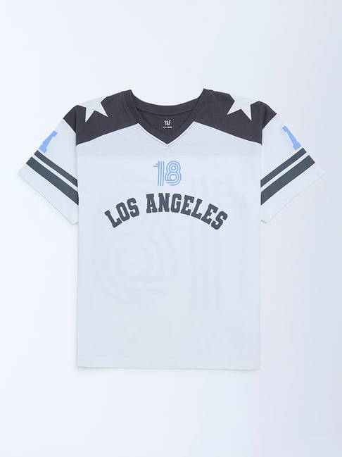 Y&F Kids by Westside White Colour-Blocked Cotton T-Shirt