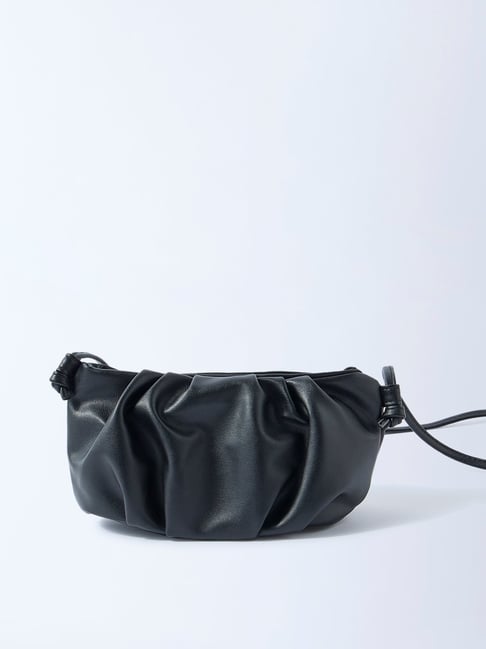 Westside Black Pleated Clutch Bag with Sling