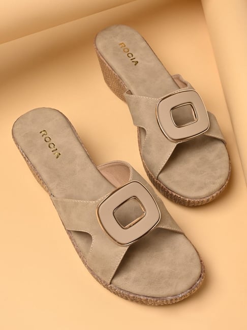 Rocia by Regal Women's Beige Casual Wedges-picture-17