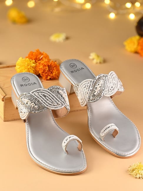 rocia by regal women's silver toe ring sandals