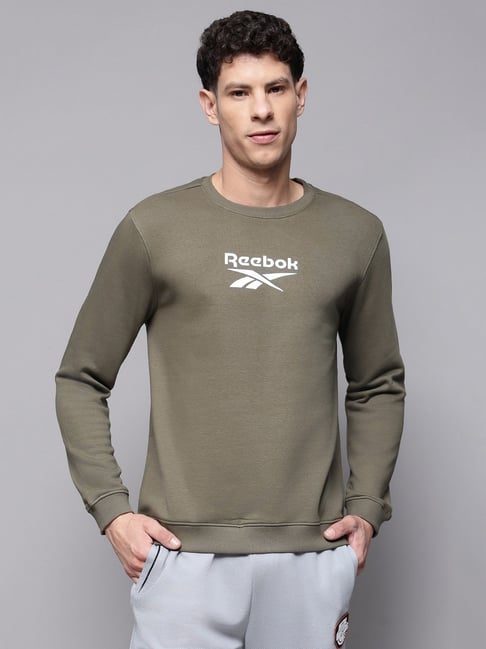 Reebok Green Cotton Regular Fit Printed Sweatshirt-image-38
