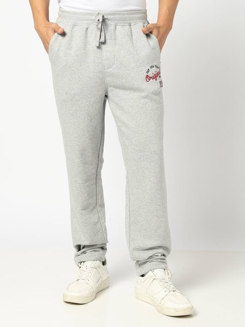 gap grey regular fit printed trackpants