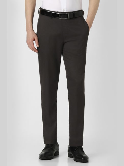 Peter England Black Slim Fit Formal Trousers