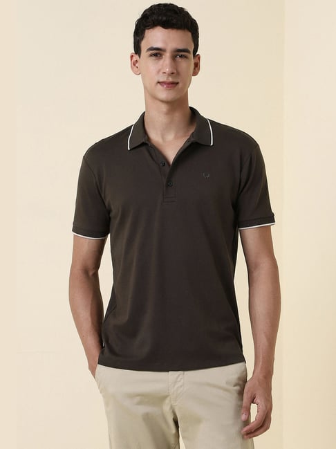 Allen Solly Brown Cotton Regular Fit Polo T-Shirt-picture-38
