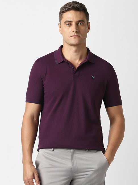 Van Heusen Purple Cotton Regular Fit T-Shirt-picture-36