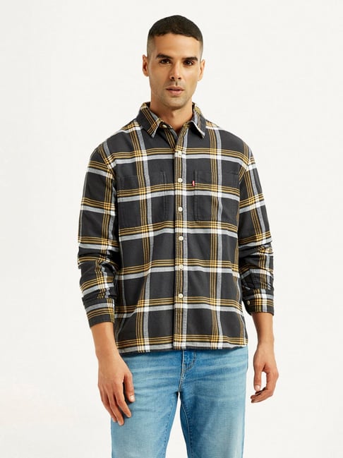Levi's Grey Cotton Regular Fit Checks Shirt-picture-12