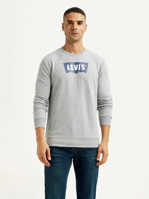 Levi's Light Grey Slim Fit Logo Printed Sweatshirt