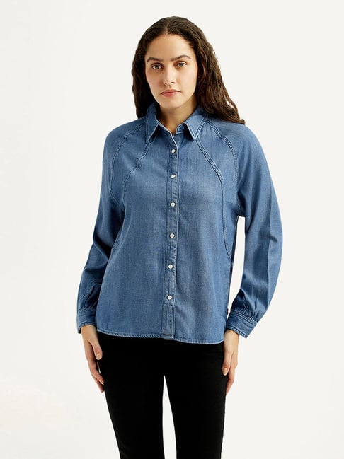 Levi's Blue Cotton Regular Fit Shirt-picture-14