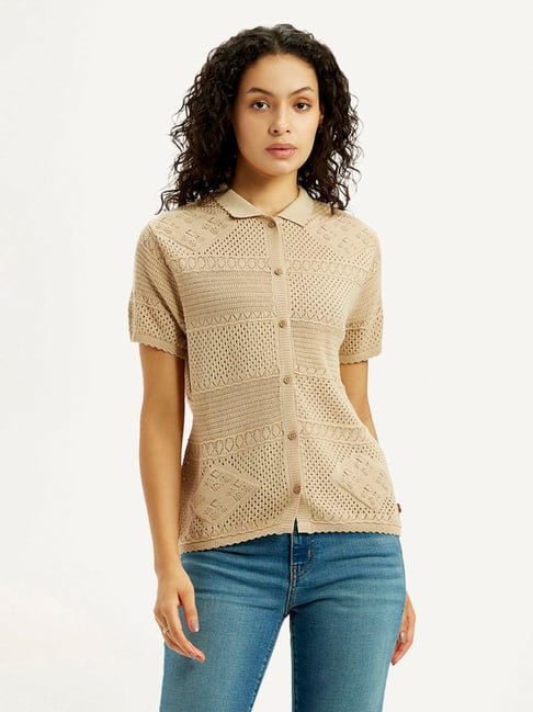 Levi's Beige Cotton Regular Fit Self Pattern Shirt-picture-36
