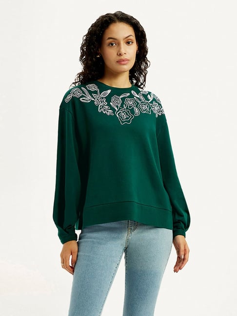 Levi's Dark Green Relaxed Fit Embroidered Sweatshirt