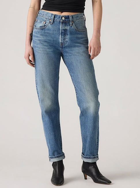 Levi's 501 Light Blue Cotton Regular Fit Jeans-picture-18