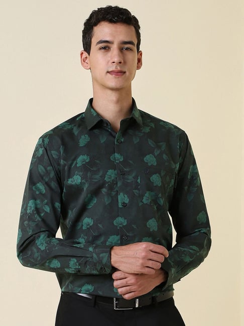 Allen Solly Green Cotton Slim Fit Printed Formal Shirt-picture-44