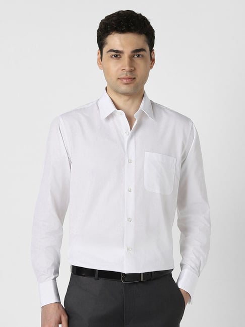 Peter England White Cotton Regular Fit Formal Shirt-picture-35