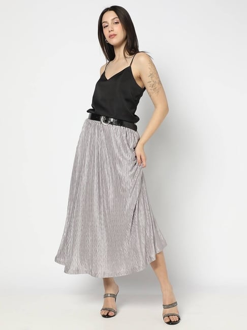 GAP Silver Polyester Solid Skirt