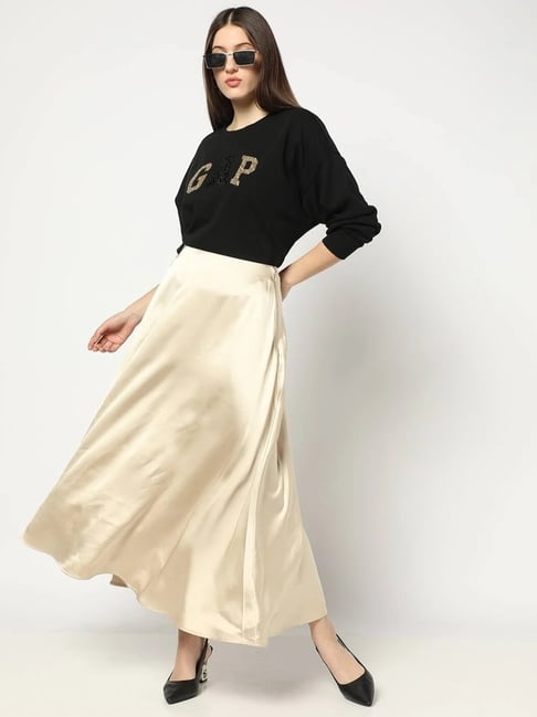 GAP Beige Polyester Solid Skirt