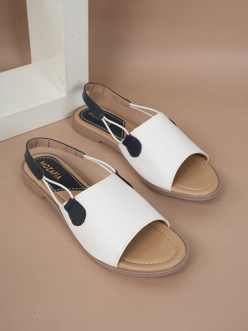 Mozafia Women's White Open Toe Sling Back Sandals-picture-21