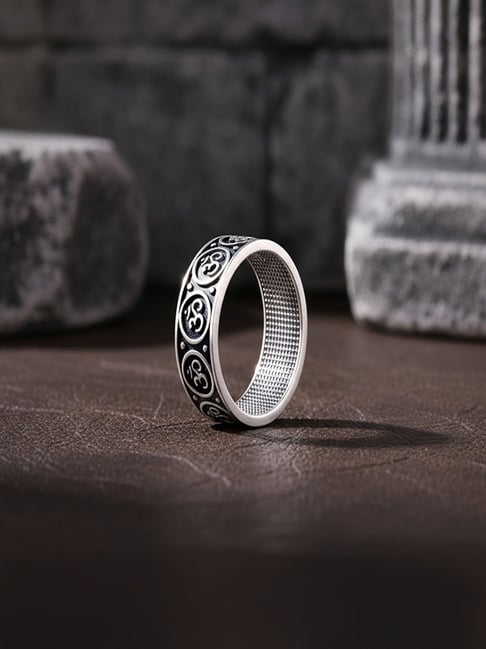 GIVA 925 Oxidised Silver Classic Omkar Band Ring-picture-41