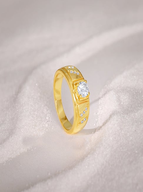 GIVA 925 Silver Golden Zircon Ornate Ring