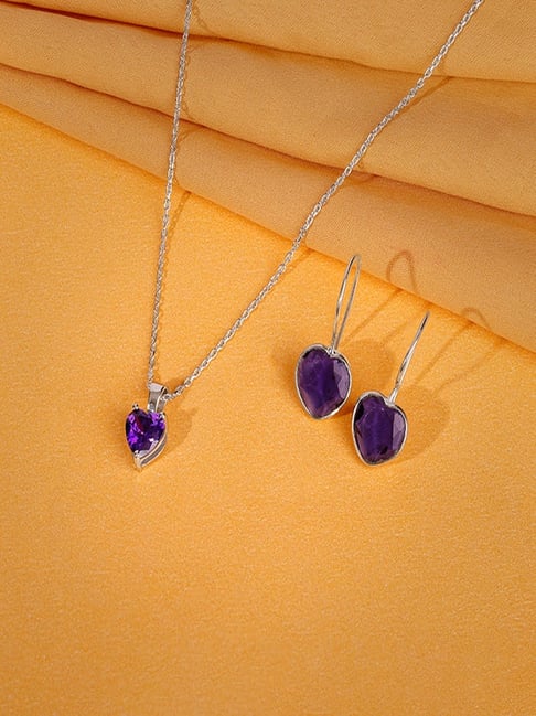 GIVA 925 Silver Heart Beat Squad Necklace and Earring Set-picture-38