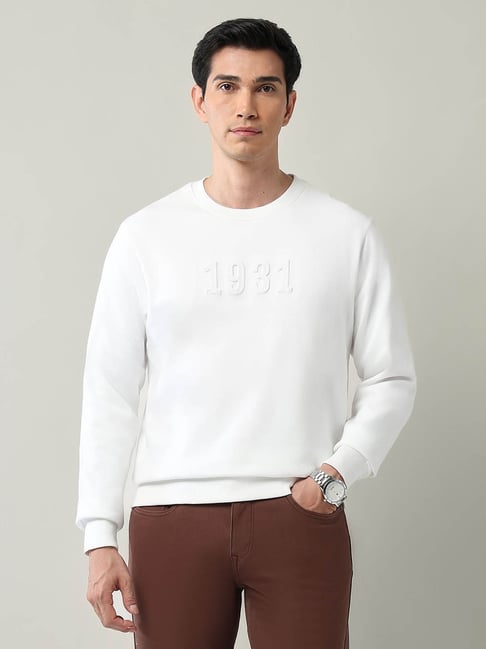 AD by Arvind White Cotton Slim Fit Long Sleeves Printed Hoodies-picture-29