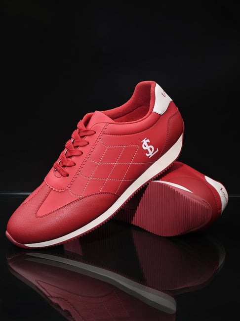 Louis Stitch Men's Ferrari Red Casual Lightweight Comfortable Lace-Up Sneakers-image-14