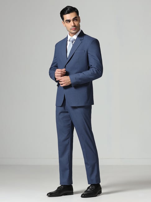 Tahvo Blue Regular Fit Two Piece Suit