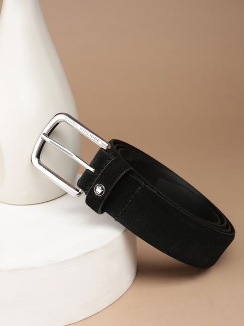 Louis Philippe Black Leather Casual Belt