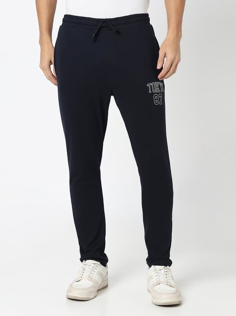 R&B Navy Cotton Regular Fit Trackpants-picture-39