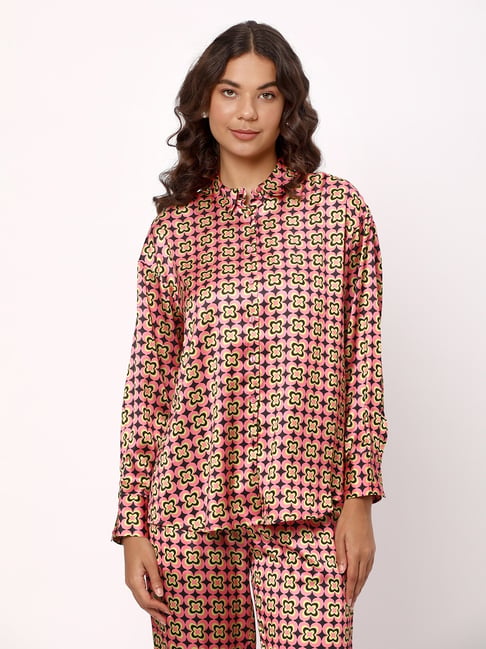 R&B Pink Satin Geometric Shirt-picture-34