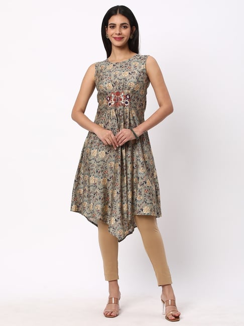 R&B Olive Floral Print Kurta-picture-15