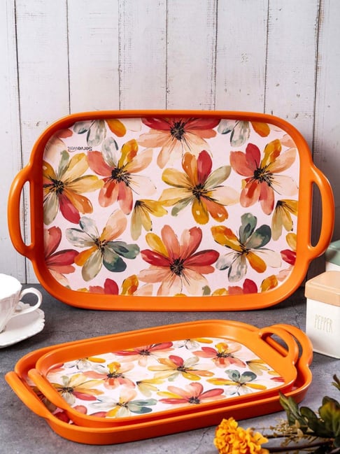 Servewell Orange Printed Tray Set-picture-11
