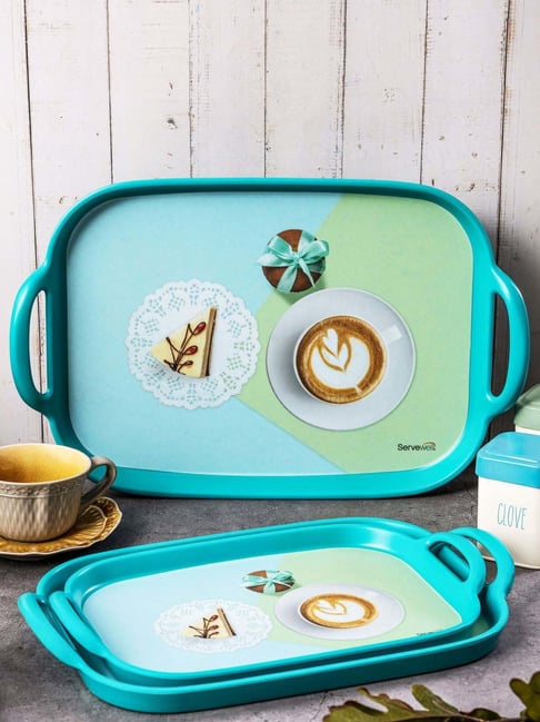 Servewell Blue Printed Tray Set-picture-46
