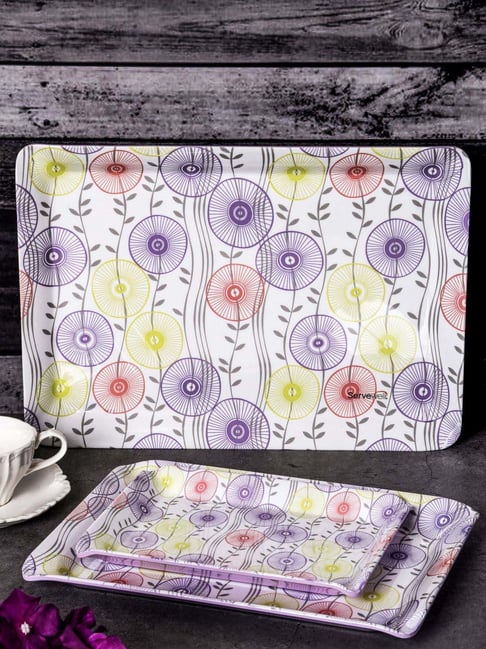 Servewell White Printed Tray Set