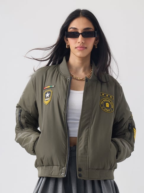 The Souled Store Green Souled Originals Squad Jacket Women Puffer Jacket