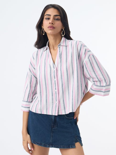 The Souled Store White Cotton Linen Linette Women Oversized Shirt-picture-20