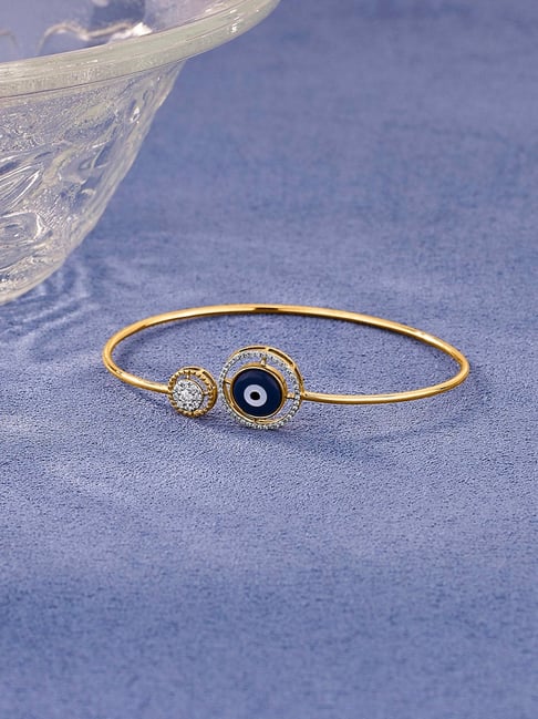 P.N.Gadgil Jewellers 14k (585) Yellow Gold Nazar Amulet Ladies Oval Bracelet