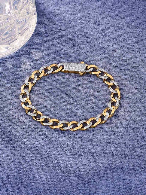 P.N.Gadgil Jewellers 18k (750) Yellow Gold Bright Links Men's Classic Bracelet