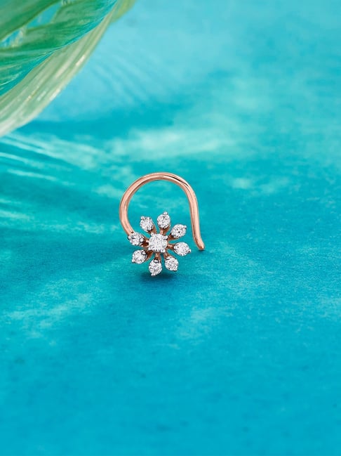 P.N.Gadgil Jewellers 18k (750) Yellow Gold Glowing Lily Nosepin