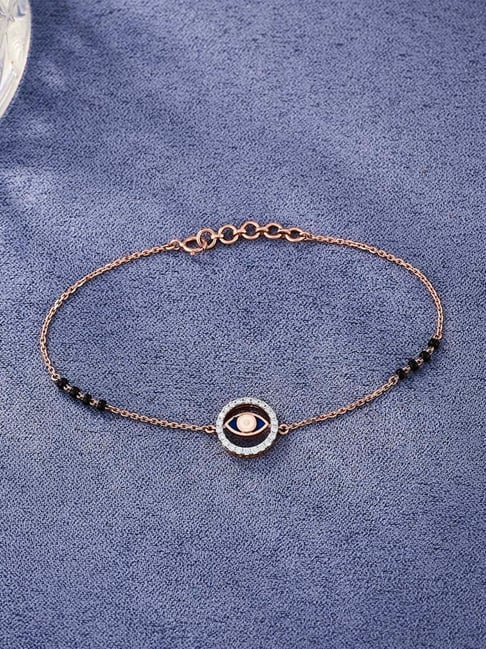 P.N.Gadgil Jewellers 14k (585) Yellow Gold Nazar Amulet Ladies Mangalsutras Bracelet