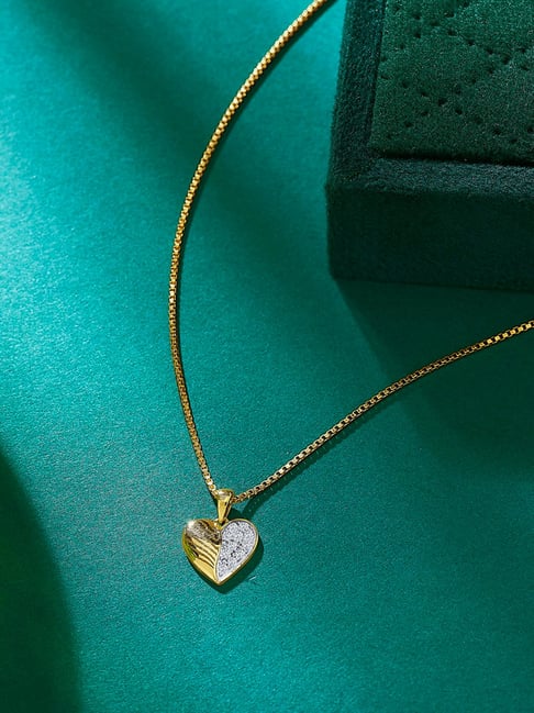 P.N.Gadgil Jewellers Heart Yellow Gold & Diamond Heart Pendant